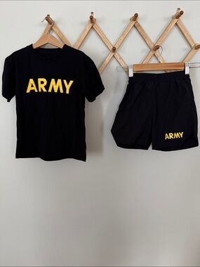 Trooper Army Boys 2 Piece T-Shirt Athletic Shorts Set Black Yellow Size S 6/7